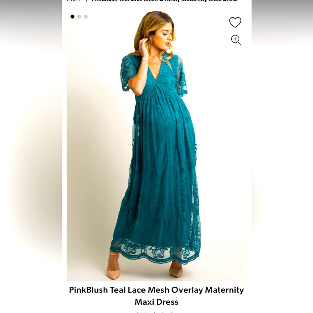 PINKBLUSH Teal Maternity dress with mesh overlay
